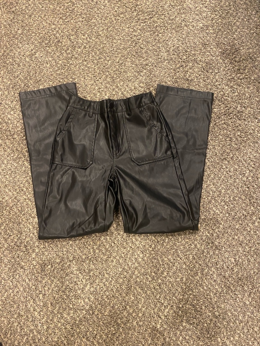 Kendall & Kylie Black Faux Leather Straight-Leg Pants